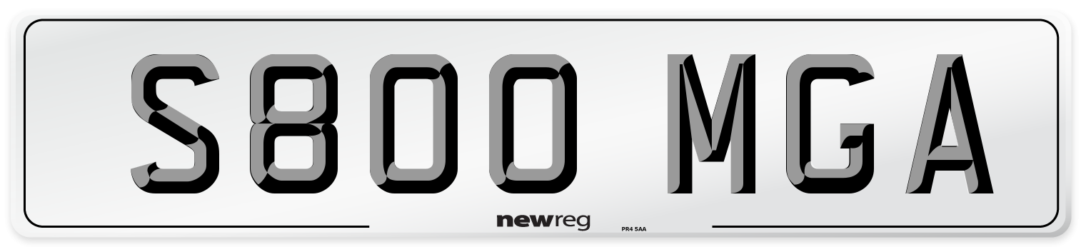 S800 MGA Number Plate from New Reg